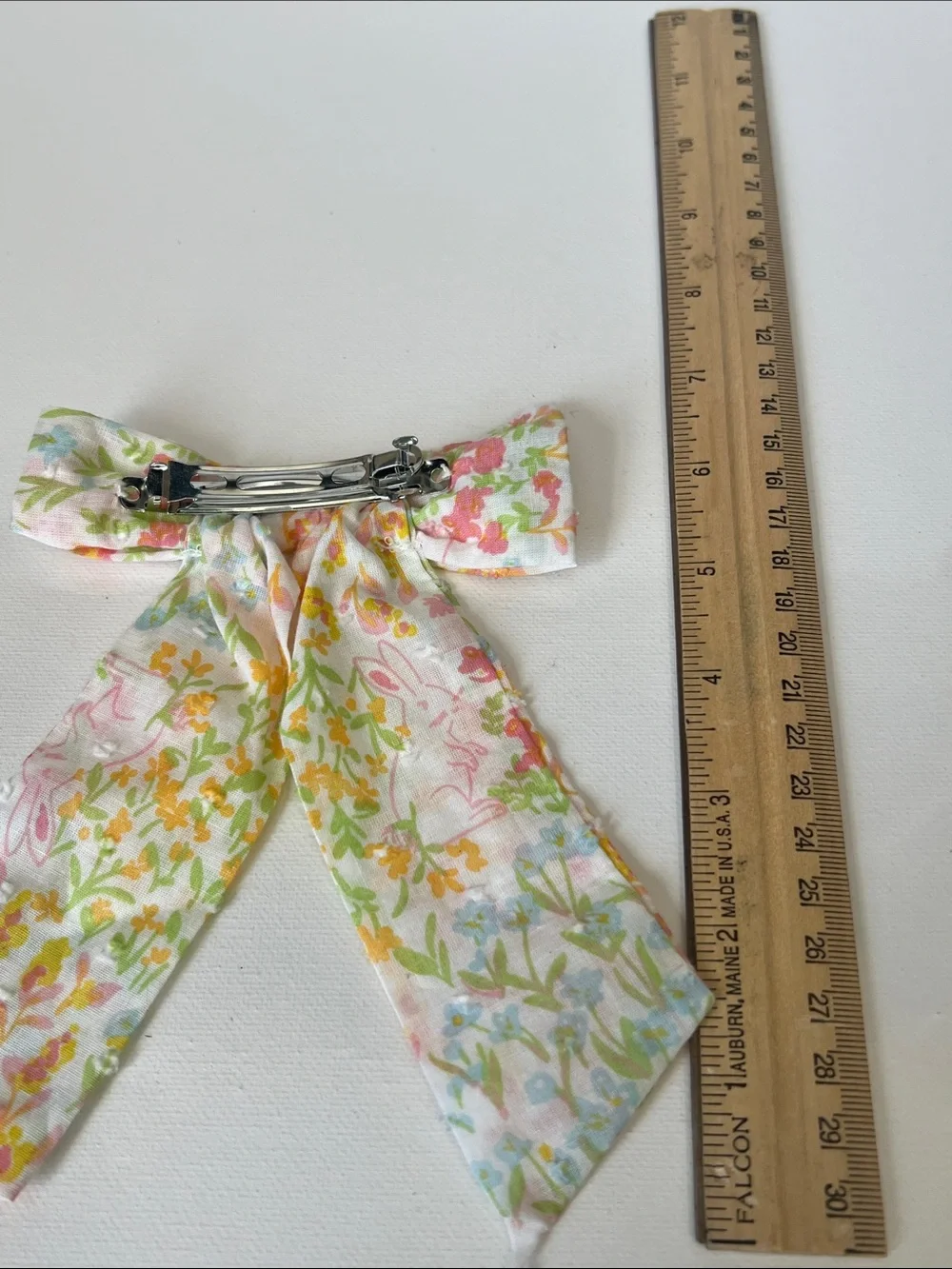 Floral Fabric Bunny Plush Purse with Matching Fabric Hair Bow Barrette